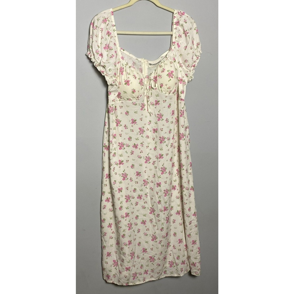 Coquette Women's XL Midi Dress Ditzy Floral Cottage Milkmaid Y2K Pastels